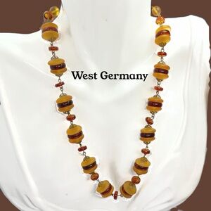 Vintage Hallmarked West Germany Stepped Art Glass Bead Choker Necklace